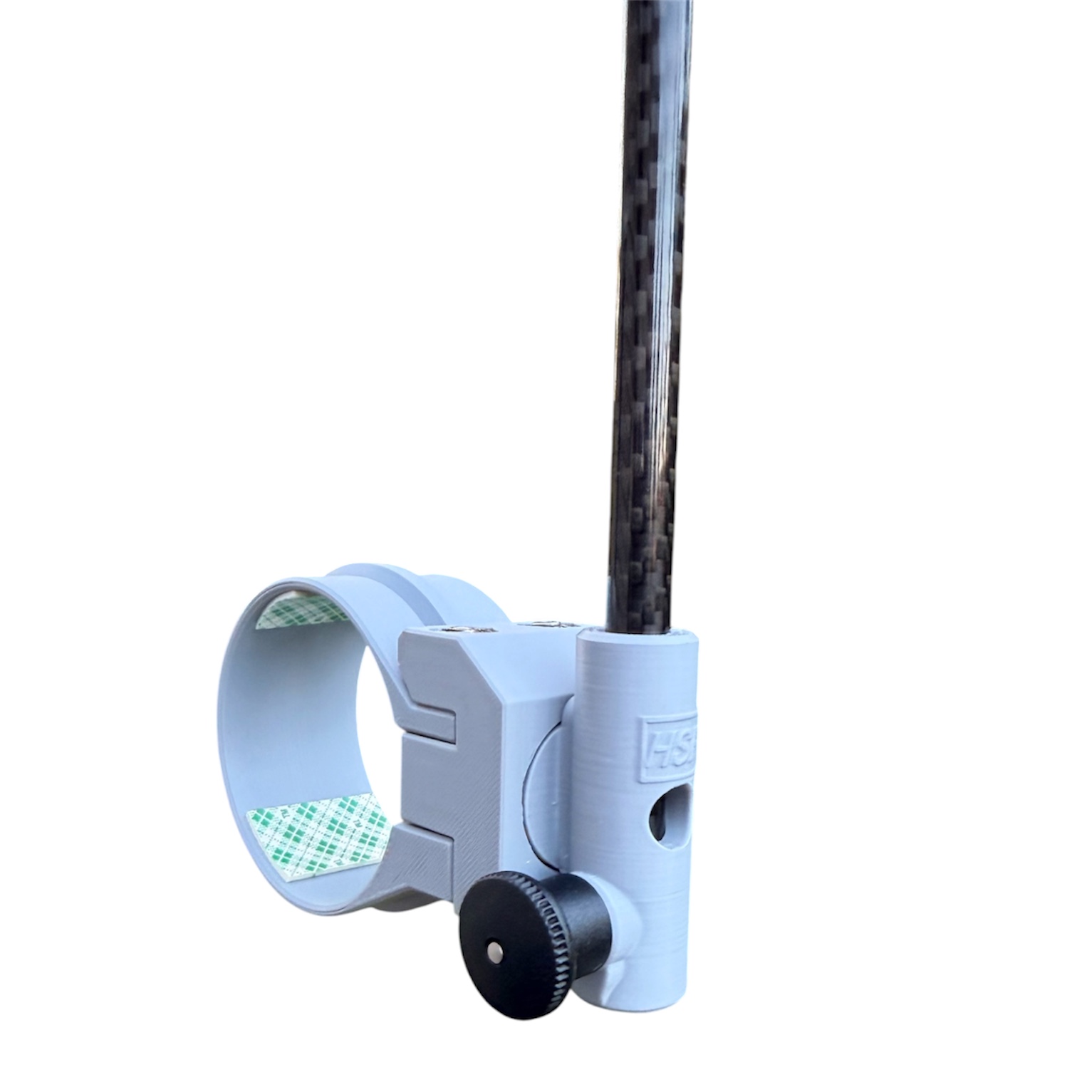 Grey MasterCraft ExactFit™ mount with carbon fiber flag pole, angled side view