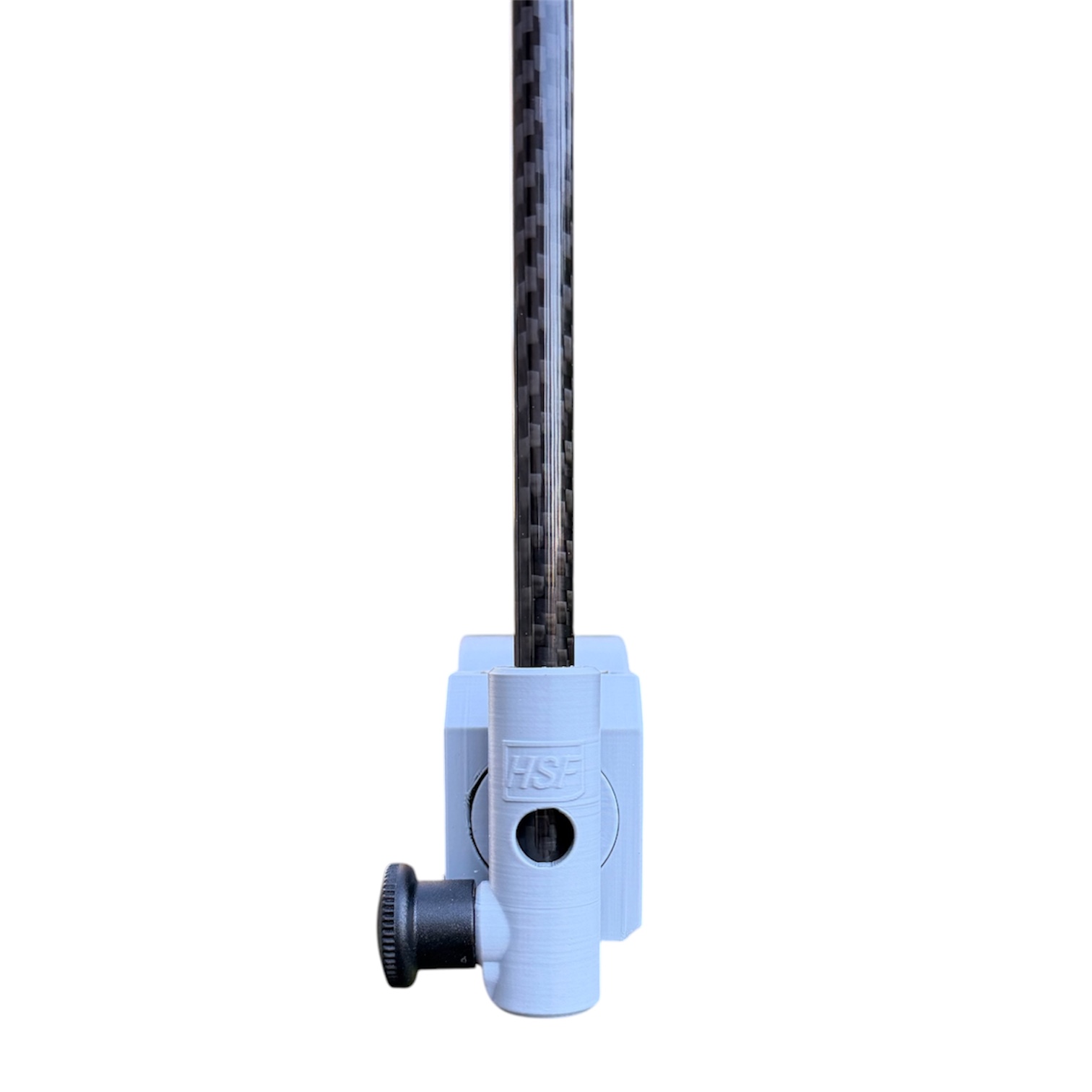 Front view of grey MasterCraft ExactFit™ mount and carbon fiber flag pole