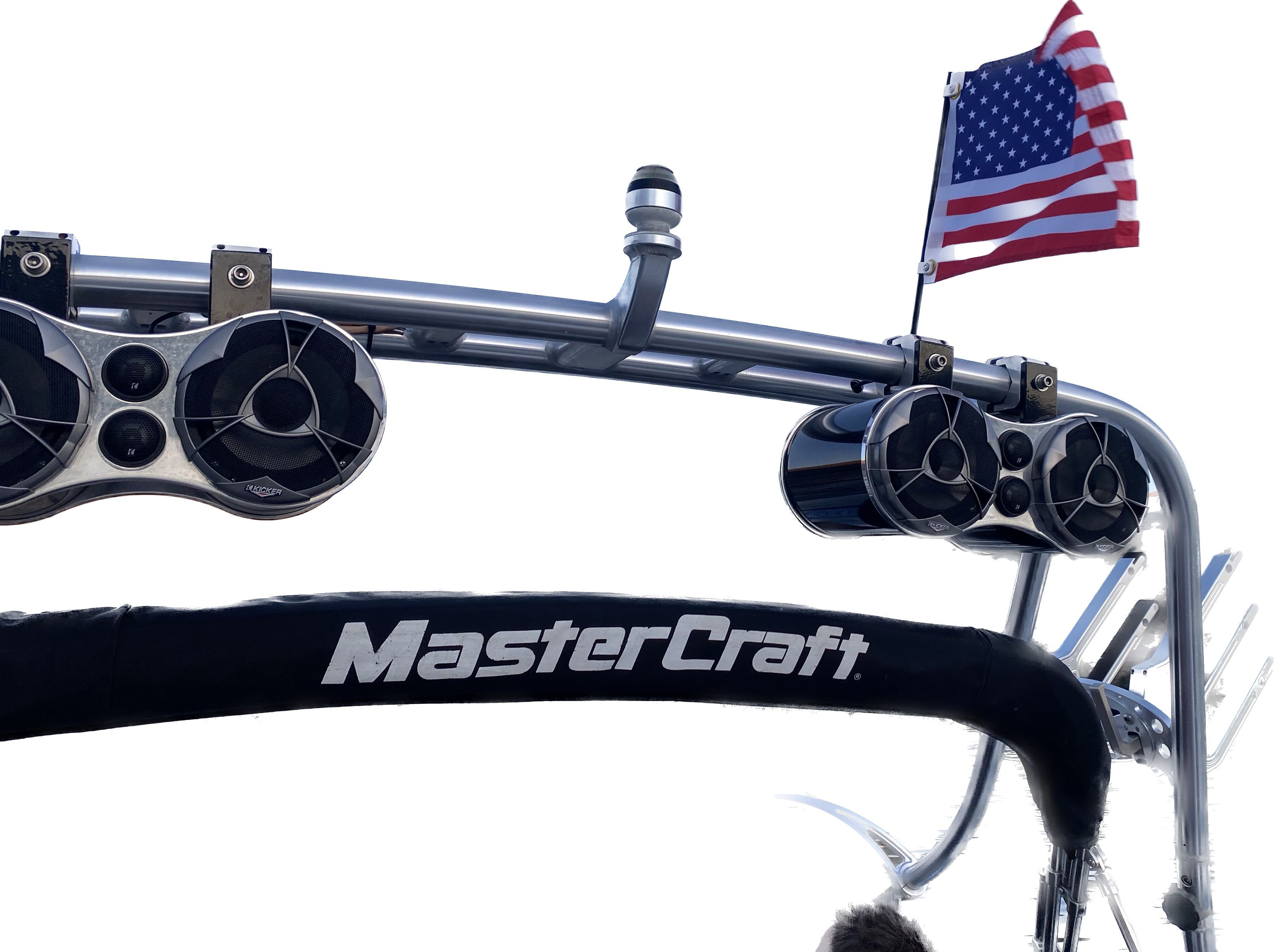 American flag flying from a MasterCraft tower